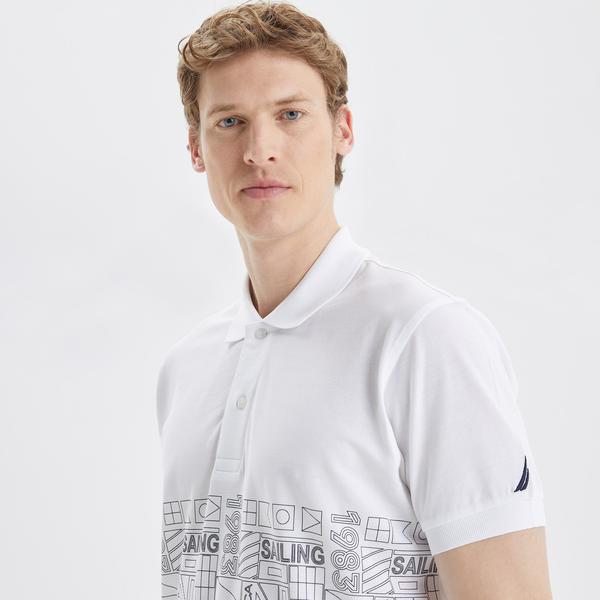 Nautica Erkek Beyaz Classic Fit Kısa Kollu Polo