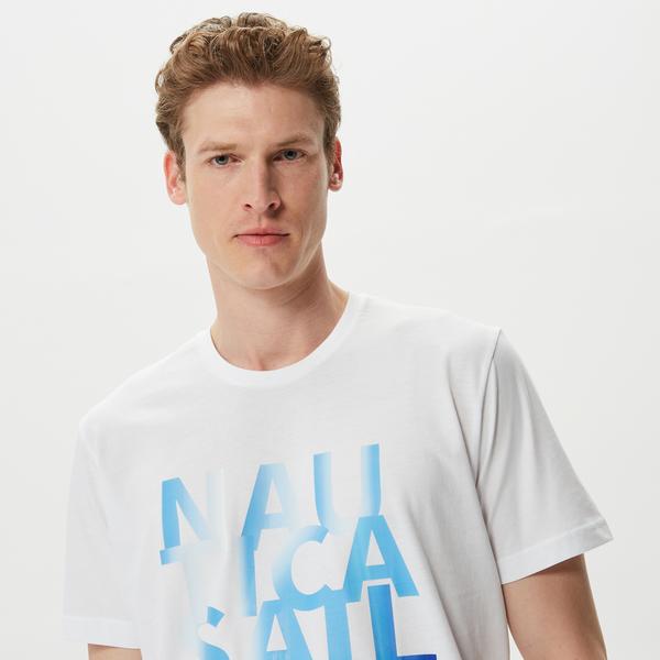 Nautica Erkek Beyaz Baskılı Standart Fit T-Shirt