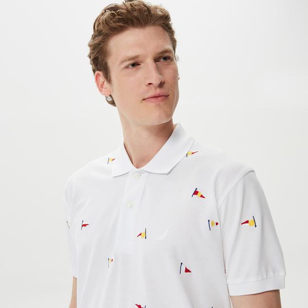 Nautica Erkek Beyaz Classic Fit Kısa Kollu Polo