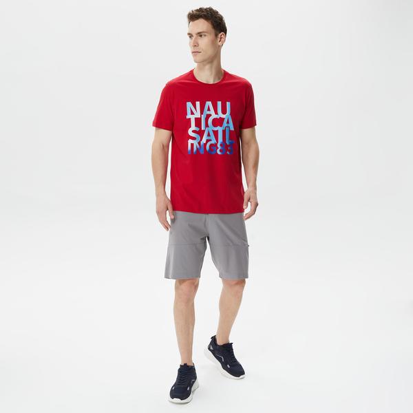 Nautica Erkek Kırmızı Baskılı Standart Fit T-Shirt