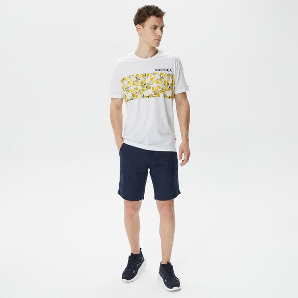 Nautica Erkek Beyaz Baskılı Standart Fit T-Shirt
