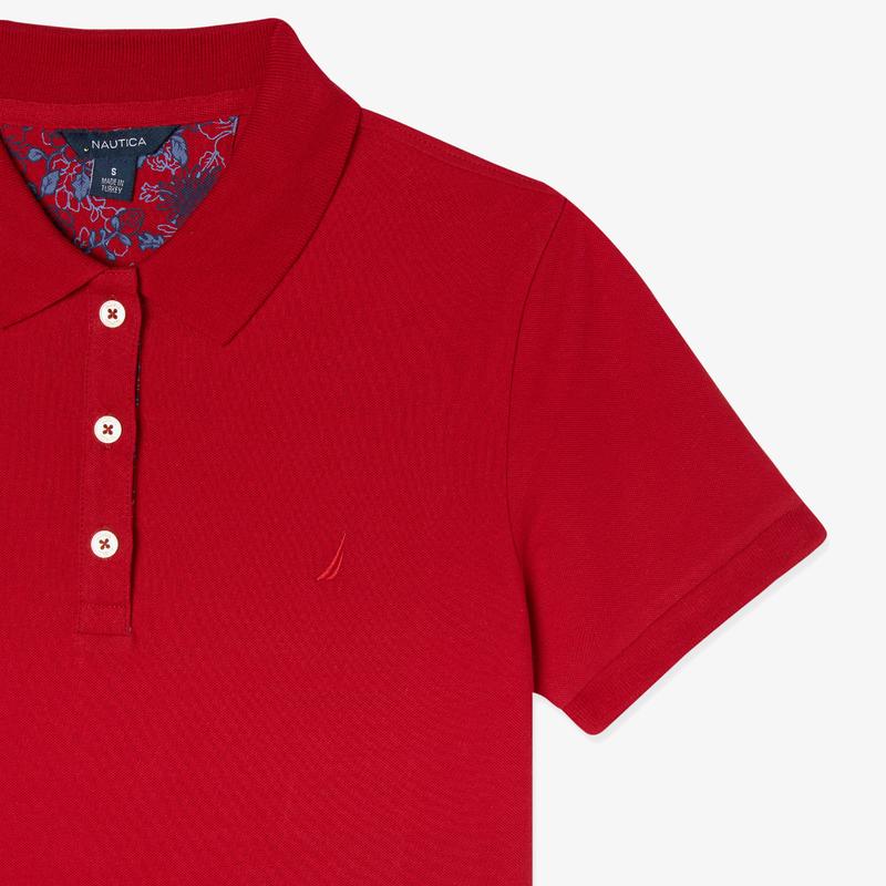 NAUTICA KADIN KIRMIZI SLIM FIT KISA KOLLU POLO