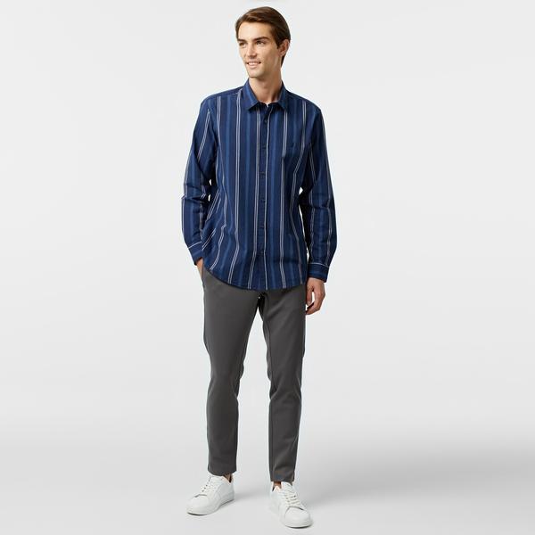 Nautica Erkek Lacivert Classic Fit Çizgili Gömlek