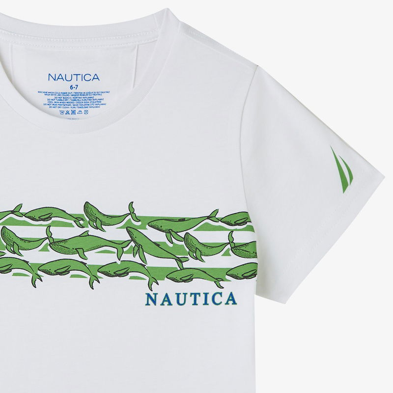Nautica Erkek Çocuk Beyaz Regular Fit Baskılı T-Shirt