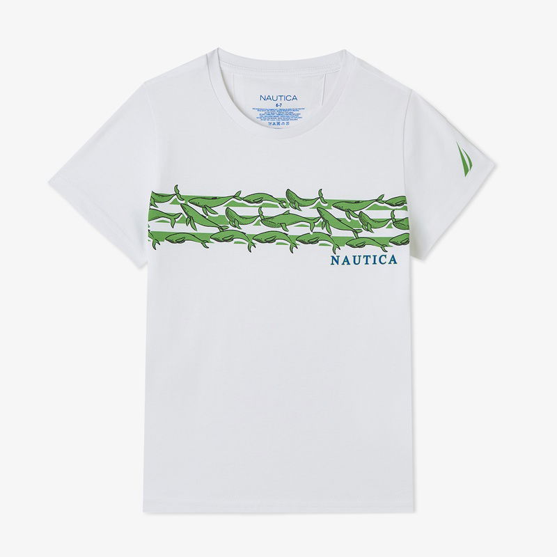 Nautica Erkek Çocuk Beyaz Regular Fit Baskılı T-Shirt