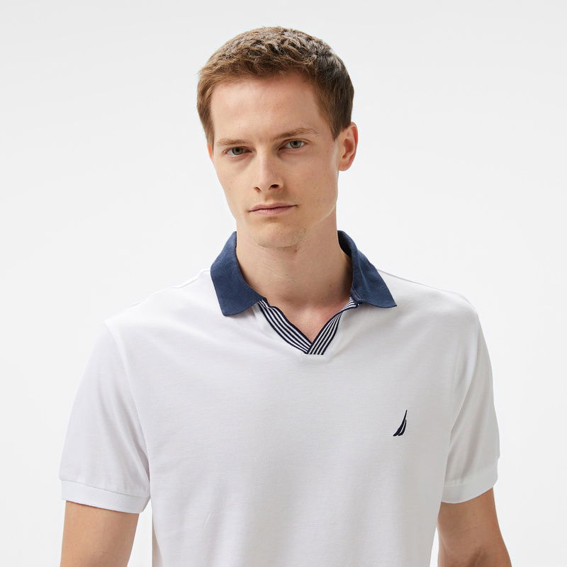 Nautica Erkek Beyaz Classic Fit Polo