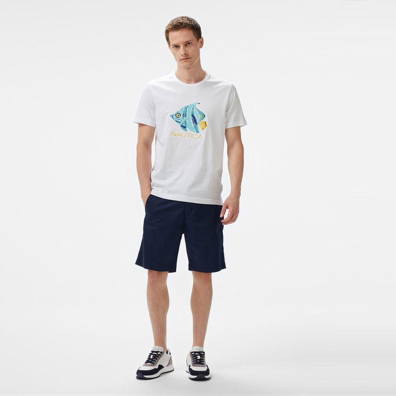 Nautica Erkek Beyaz Regular Fit T-Shirt