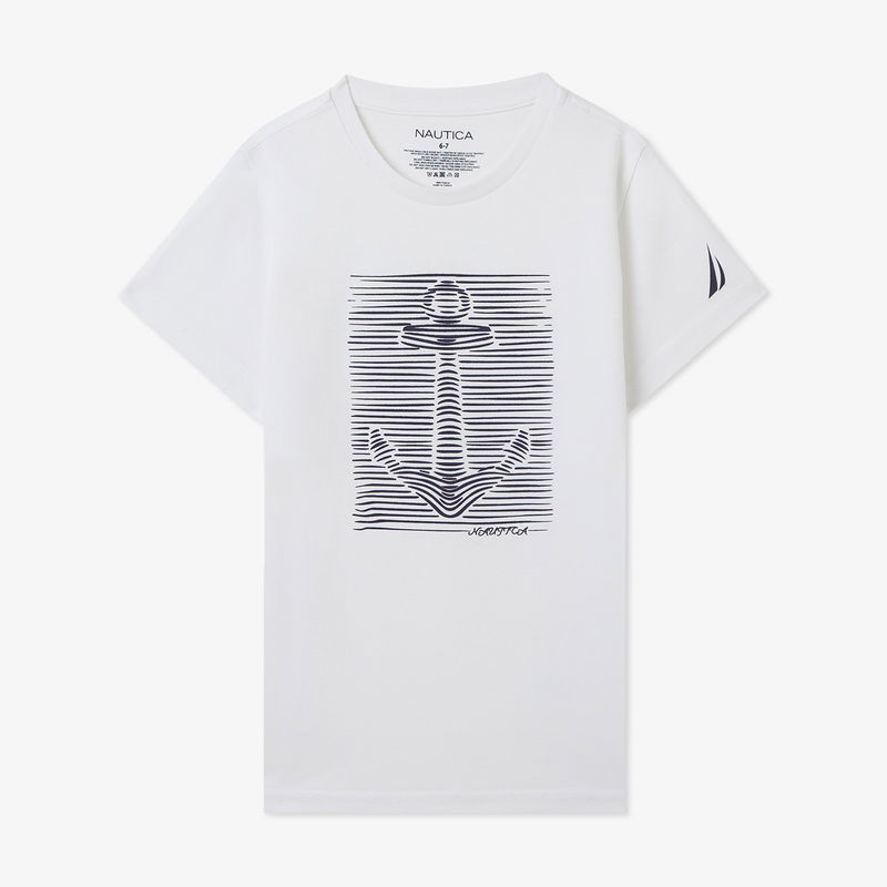 Nautica Erkek Çocuk Beyaz Regular Fit Baskılı T-Shirt