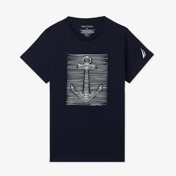 Nautica Erkek Çocuk Lacivert Regular Fit Baskılı T-Shirt