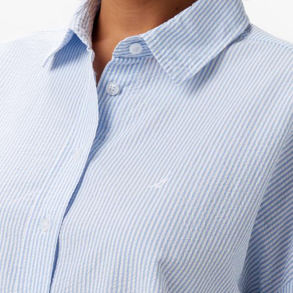 Nautica Kadın Mavi Regular Fit Çizgili Gömlek_4