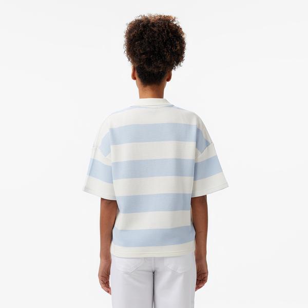 Nautica Kadın Mavi Regular Fit Çizgili Polo