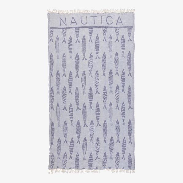 Nautica Unisex Mavi Desenli Havlu