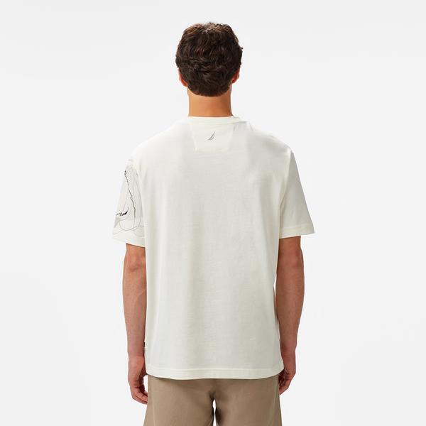 Nautica Erkek Krem Regular Fit Baskılı T-Shirt