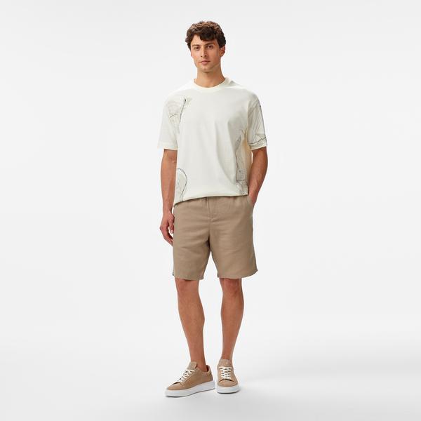 Nautica Erkek Krem Regular Fit Baskılı T-Shirt