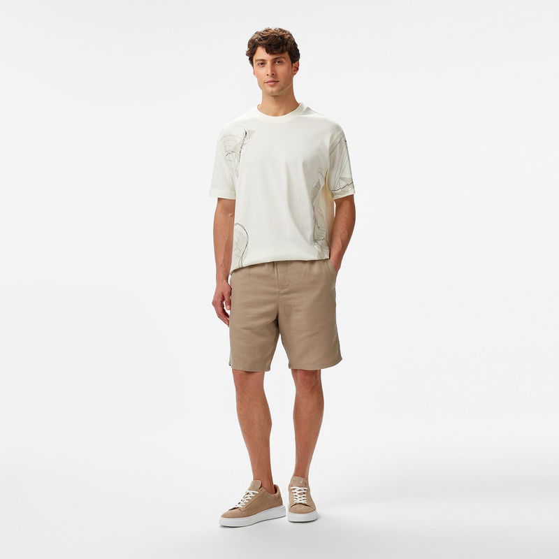 Nautica Erkek Krem Regular Fit Baskılı T-Shirt
