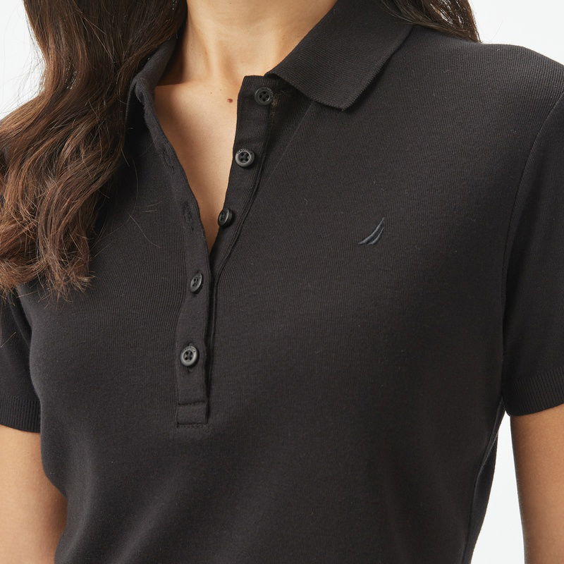 Nautica Kadın Siyah Regular Fit Polo Yaka T-Shirt